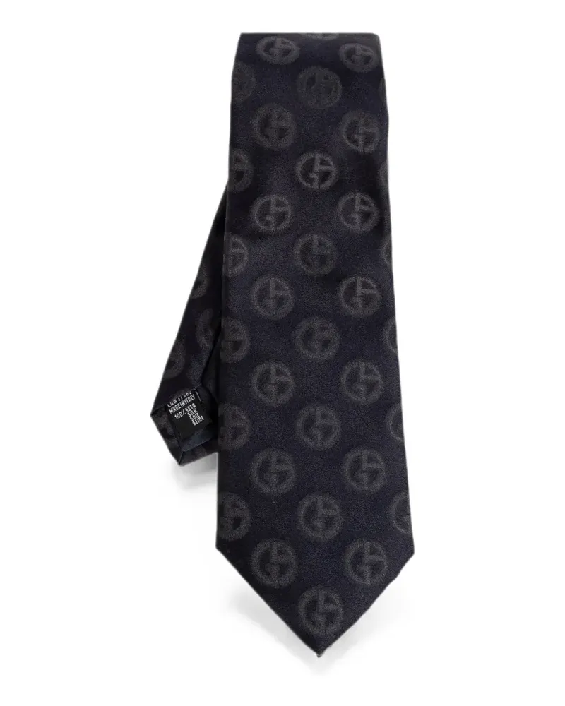 Giorgio Armani Seidenkrawatte aus Logo-Jacquard - Blau Blau