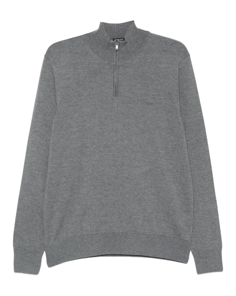 HUGO BOSS Pullover mit kurzem Reißverschluss - Grau Grau