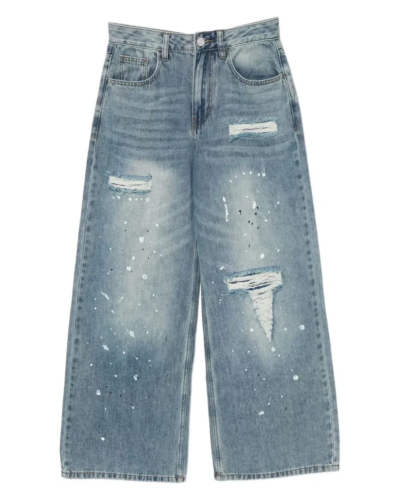 b+ab Weite Jeans im Distressed-Look - Blau Blau