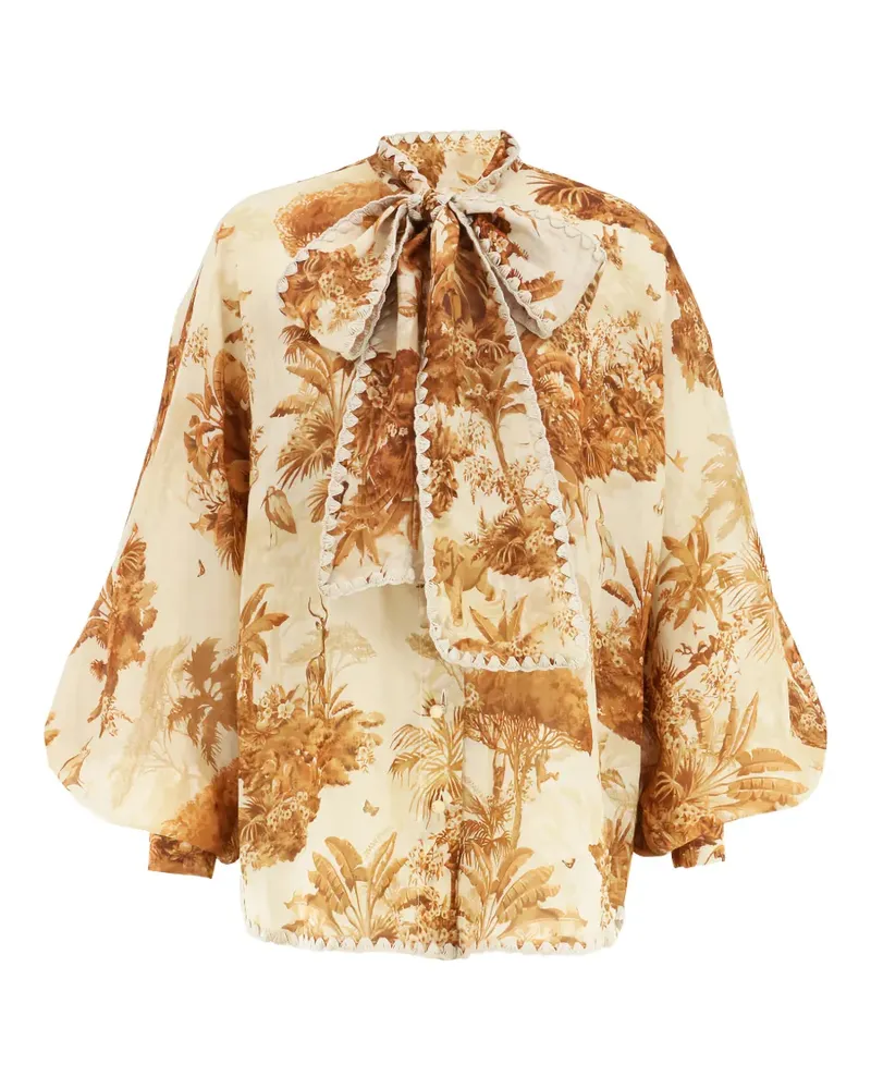 Zimmermann Indra tie-neck blouse - Nude Nude