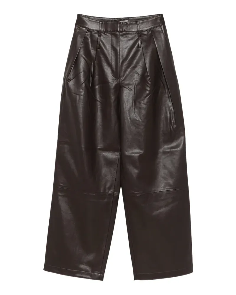 FRANKIE Shop Jeva Hose aus Faux-Leder mit doppelter Gürtelschlaufe - Braun Braun