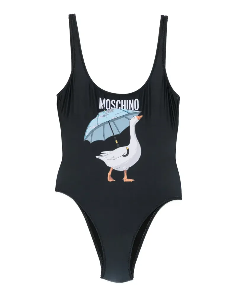 Moschino Badeanzug mit Logo-Print - Schwarz Schwarz