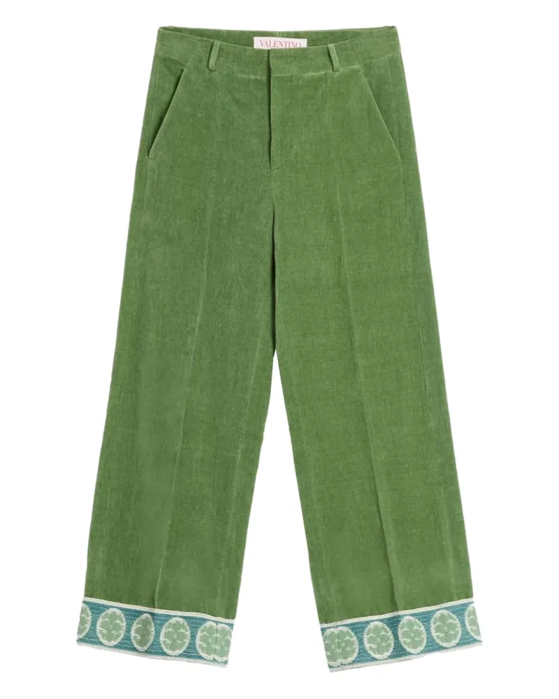 Valentino Garavani Hose aus Samt mit Jacquard-Saum - Grün Grün