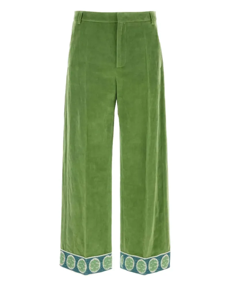 Valentino Garavani Hose aus Samt mit Jacquard-Saum - Grün Grün