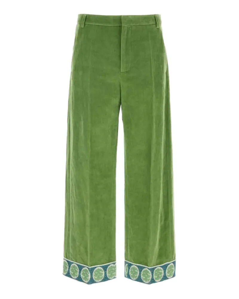 Valentino Garavani Hose aus Samt mit Jacquard-Saum - Grün Grün