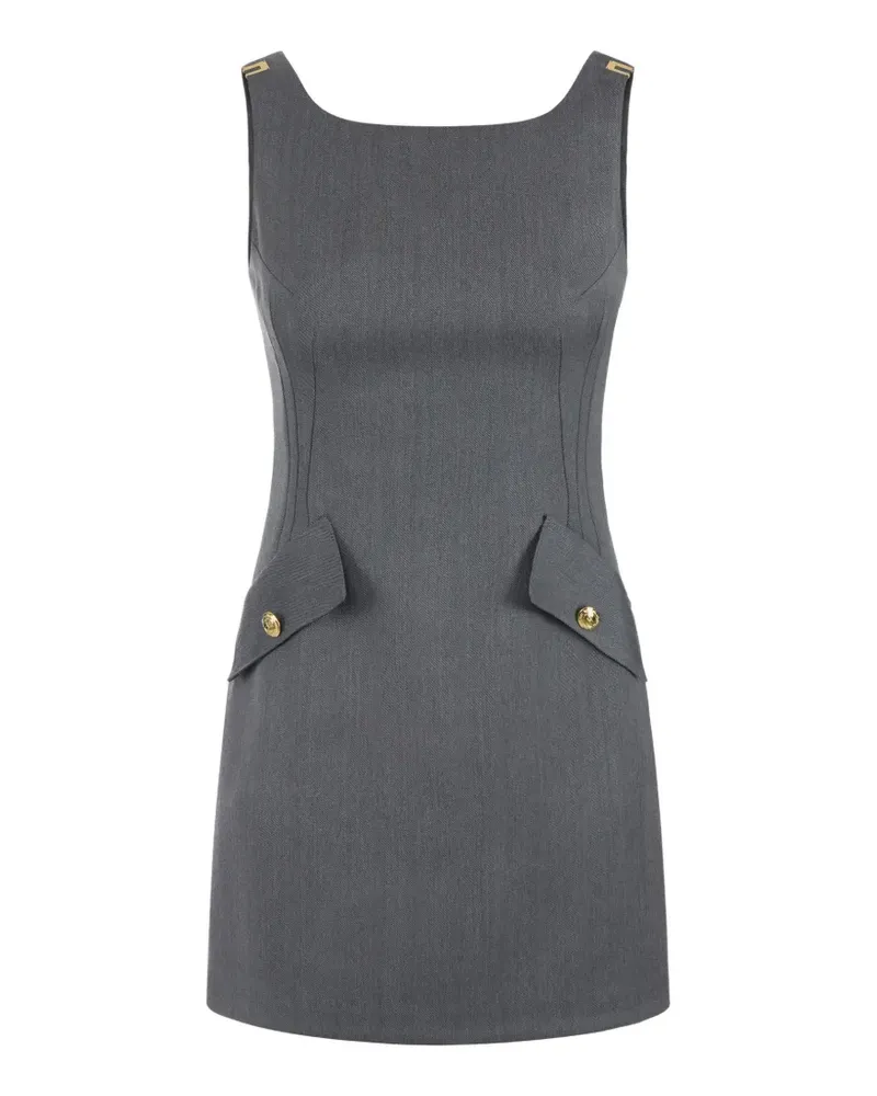Elisabetta Franchi Minikleid aus kühlem Wollstoff mit Logo-Details - Grau Grau