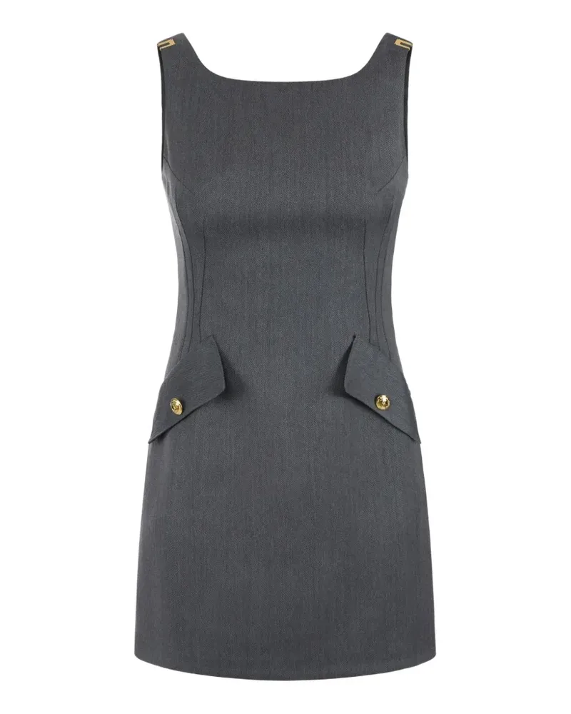 Elisabetta Franchi Minikleid aus kühlem Wollstoff mit Logo-Details - Grau Grau