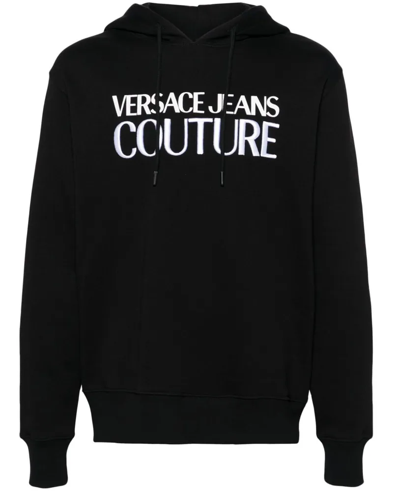 Versace Jeans Hoodie mit Logo-Stickerei - Schwarz Schwarz