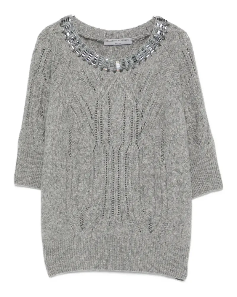 Ermanno Scervino crystal-embellished cable-knit cashmere sweater - Grau Grau