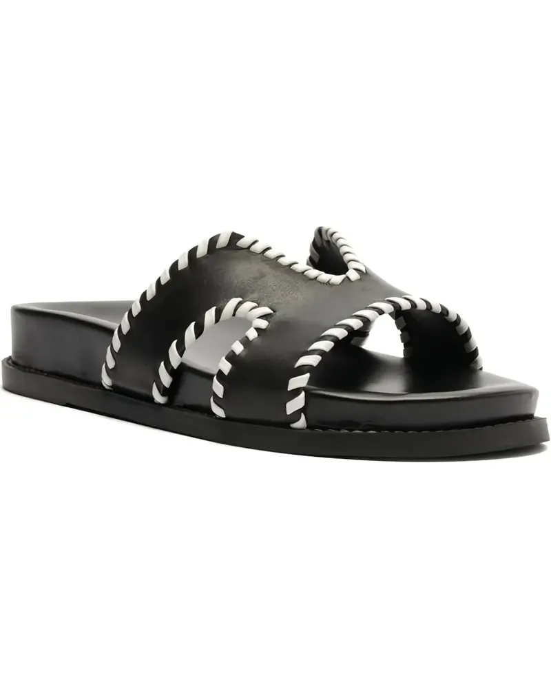 Schutz Flache Sandalen mit Ziernaht - Schwarz Schwarz