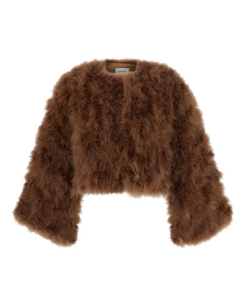 Yves Salomon Cropped-Jacke mit Federn - Braun Braun