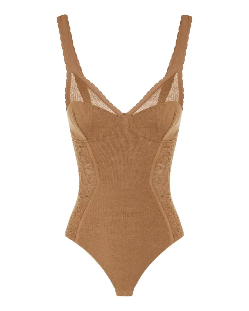 Elisabetta Franchi Body aus Strick und Spitze - Nude Nude