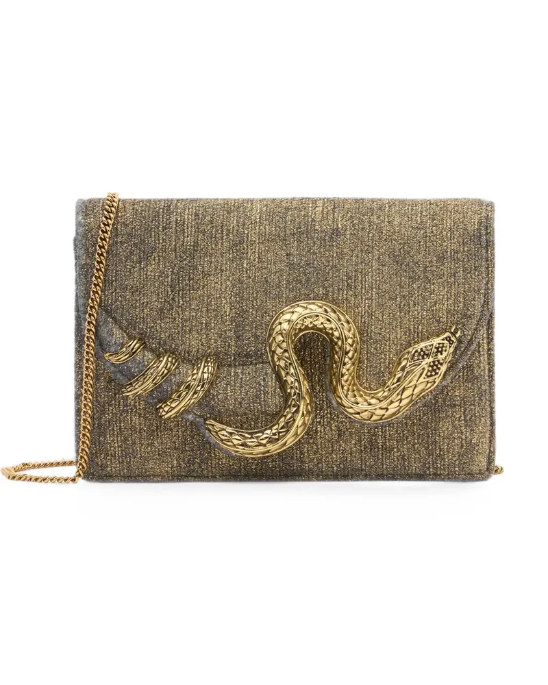 Roberto Cavalli Schultertasche mit gebürstetem Effekt - Gold Gold