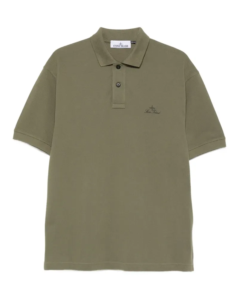 Stone Island buttoned embroidered polo shirt - Grün Grün
