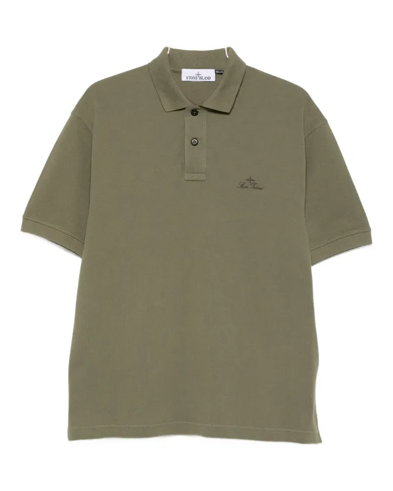 Stone Island buttoned embroidered polo shirt - Grün Grün