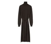 Strickkleid mit Bindegürtel - Braun