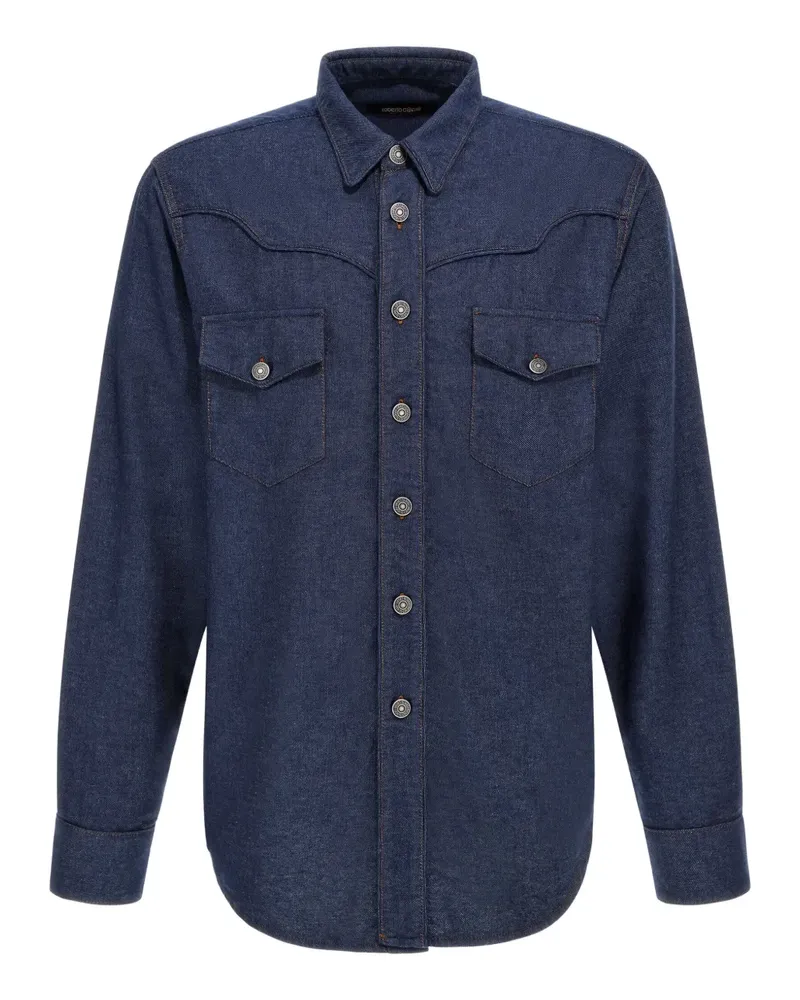 Roberto Cavalli pocket jeans shirt - Blau Blau