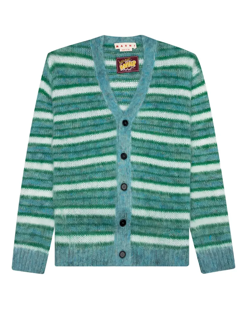 Marni Gestreifter Cardigan mit V-Ausschnitt - Grün Grün