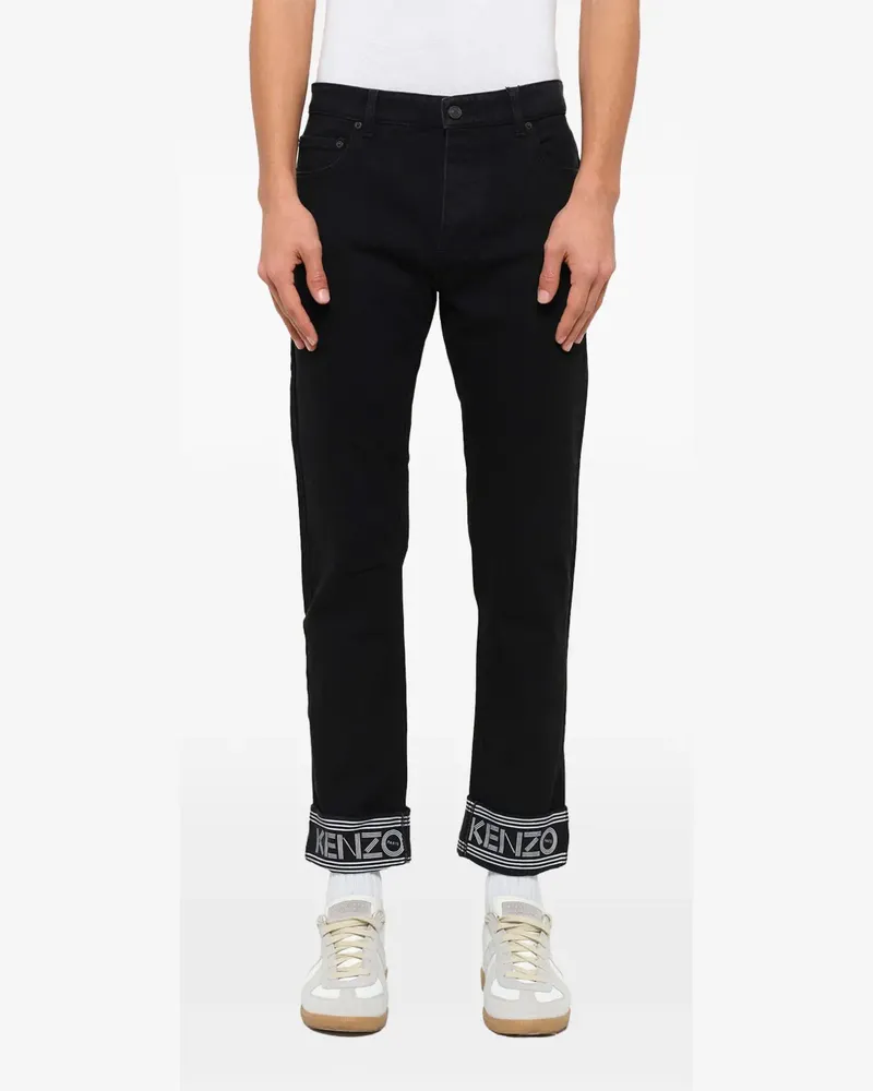 Kenzo Jeans mit Logo-Bündchen - Schwarz Schwarz