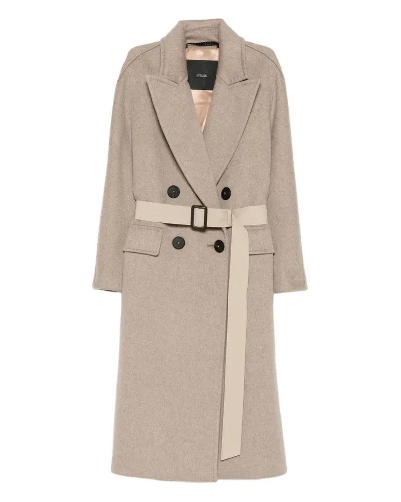 Max Mara Mantel aus Kaschmir mit Gürtel - Nude Nude