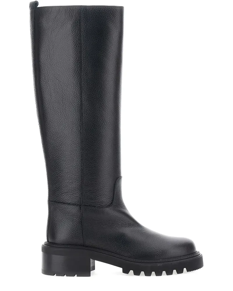 Via Roma 15 Kniehohe Lederstiefel - Schwarz Schwarz