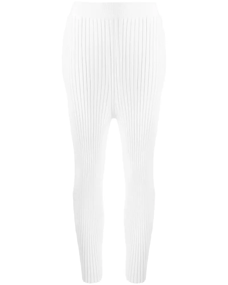 Stella McCartney Gerippte Leggings mit hohem Bund - Weiß Weiß