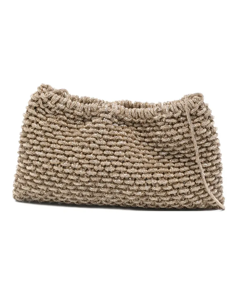 HIBOURAMA Penelope crystal-embellishment clutch bag - Gold Gold