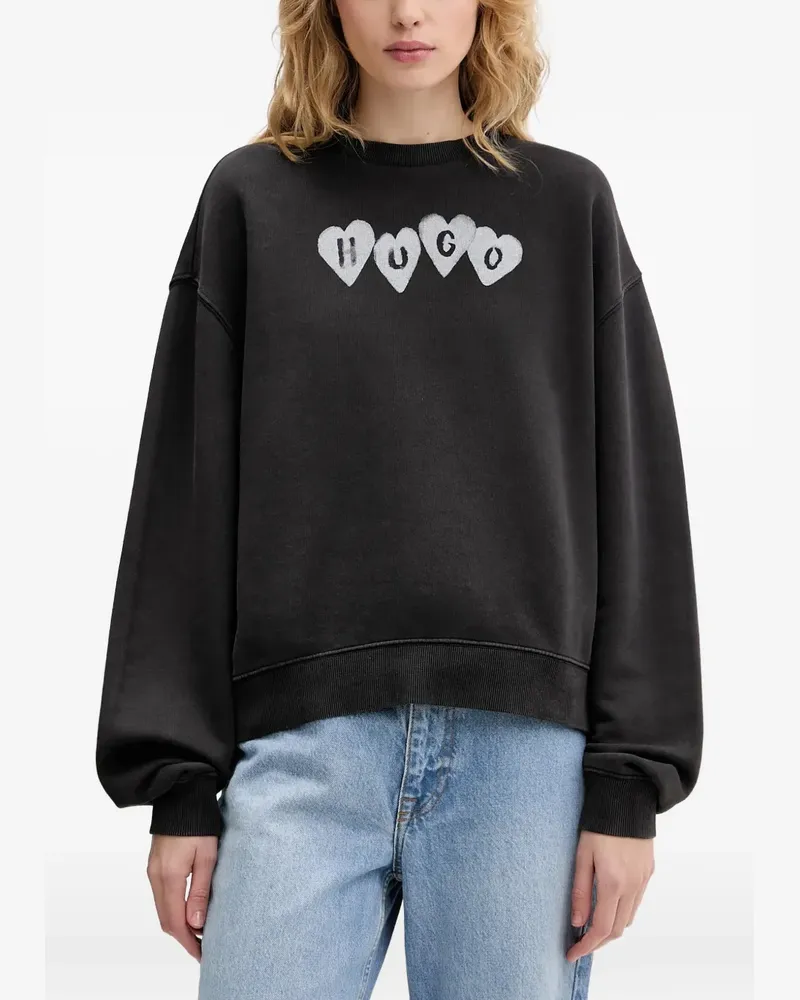 HUGO BOSS Sweatshirt mit Herzmotiv - Schwarz Schwarz