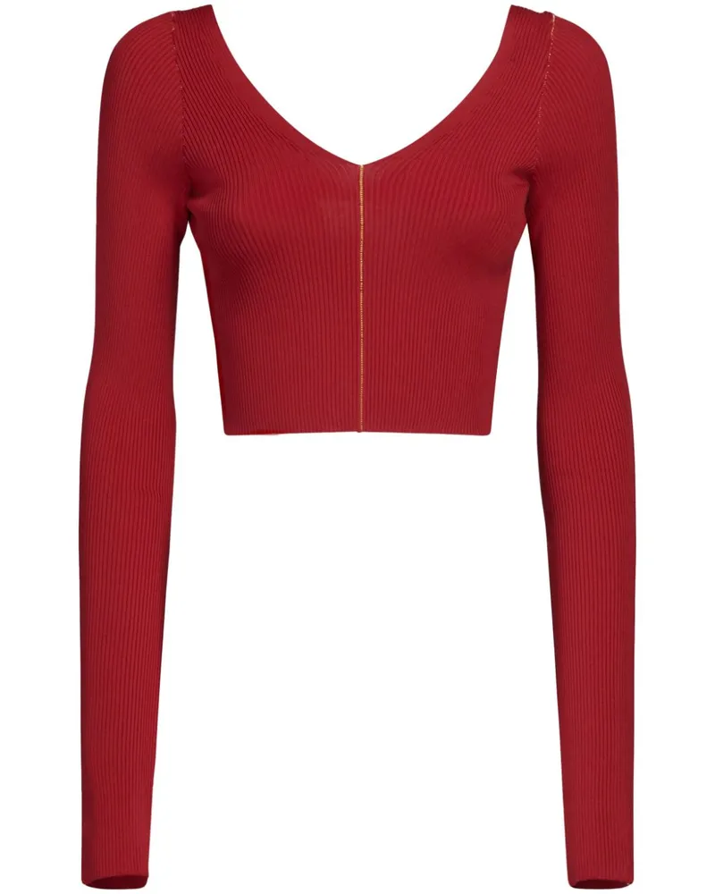 Marni Pullover mit geripptem V-Ausschnitt - Rot Rot