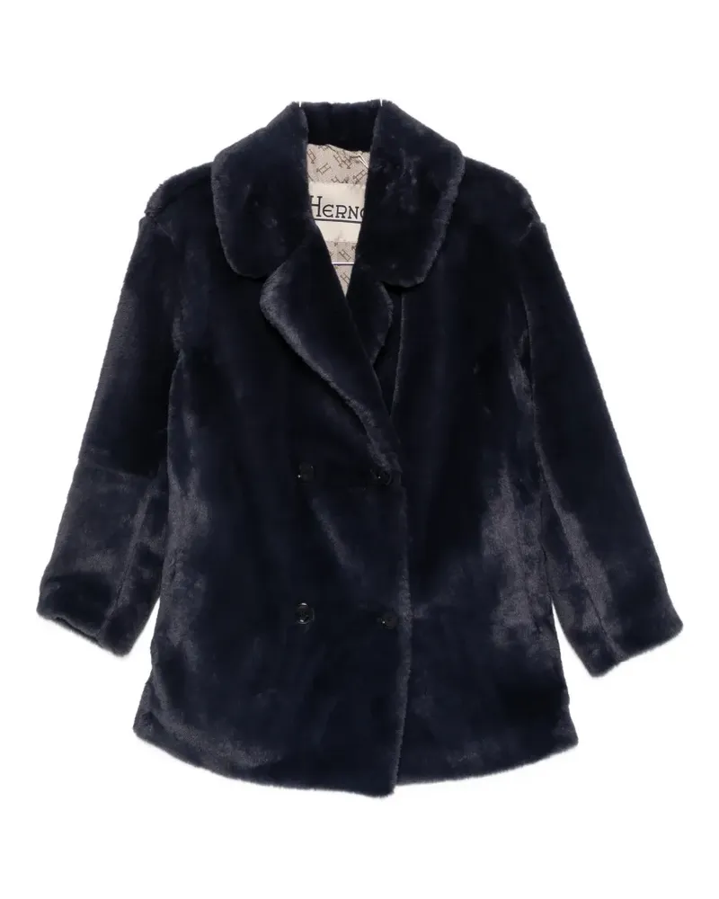 Herno double-breasted faux-fur coat - Blau Blau