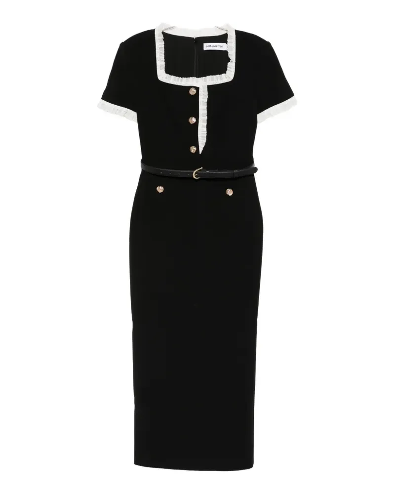 Self-Portrait belted midi dress - Schwarz Schwarz