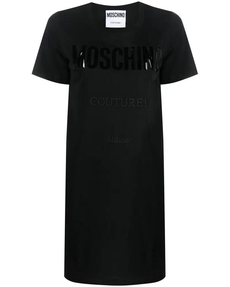 Moschino T-Shirtkleid mit Logo-Print Schwarz