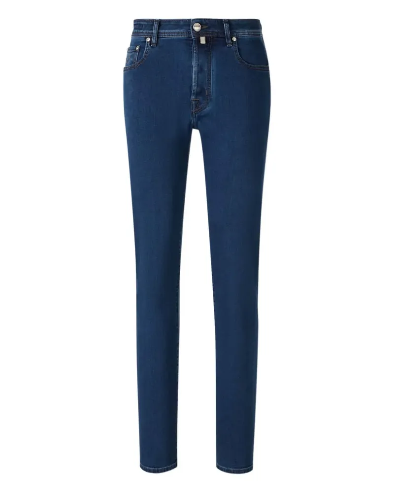 Jacob Cohën Geknöpfte Jeans mit Logo-Patch - Blau Blau