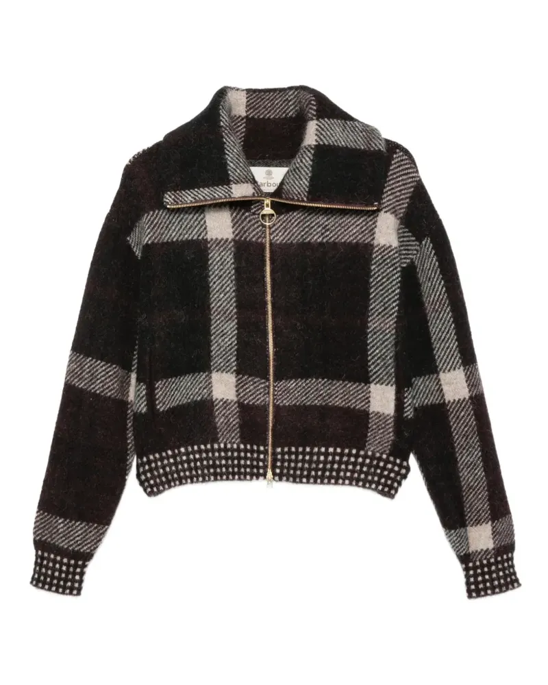 Barbour Carville Jacke mit Karomuster und Reißverschluss - Schwarz Schwarz