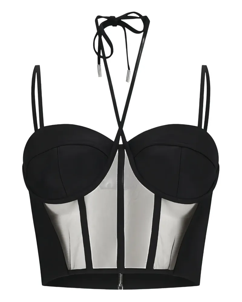 David Koma tulle insert corset top - Schwarz Schwarz