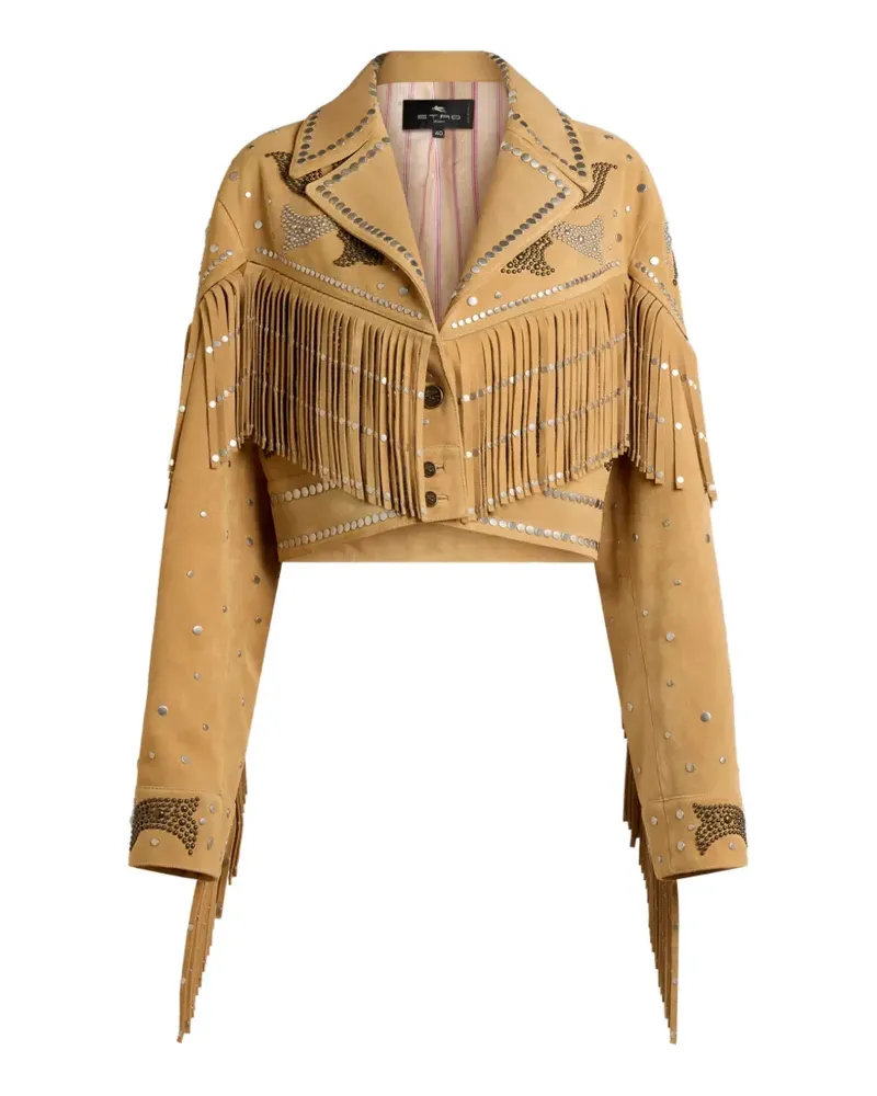 Etro Lederjacke mit Fransen - Nude Nude