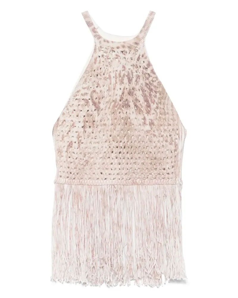 Blumarine Oberteil mit Lochstrickmuster - Nude Nude