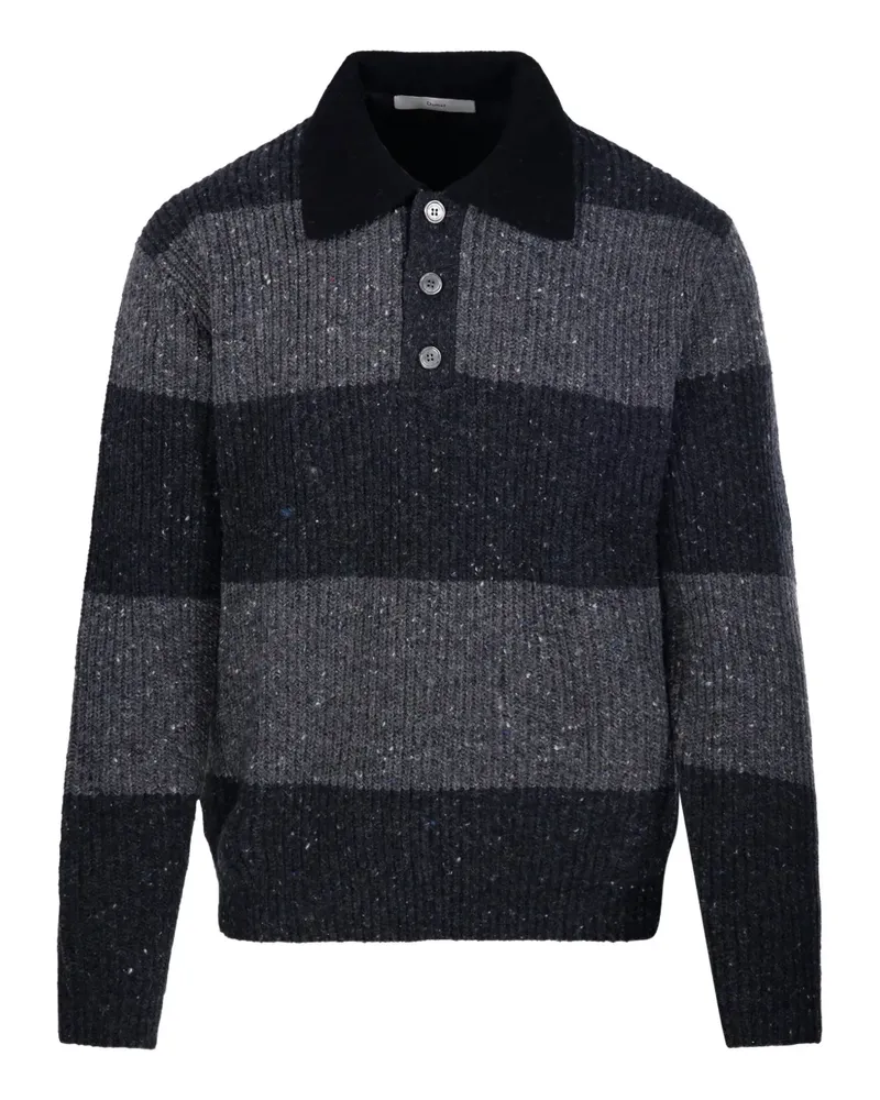 Dunst Gestricktes Poloshirt mit Streifen - Schwarz Schwarz