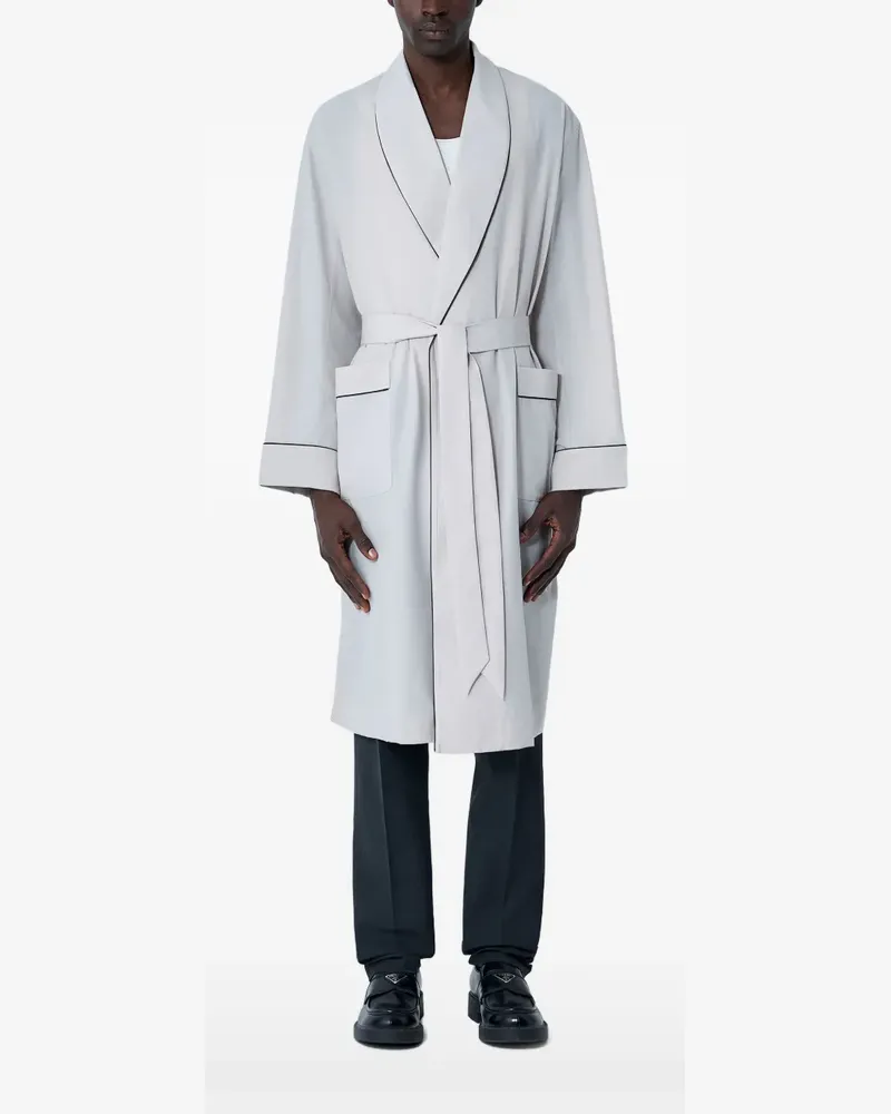 Prada belted accent-trims single-breasted coat - Nude Nude