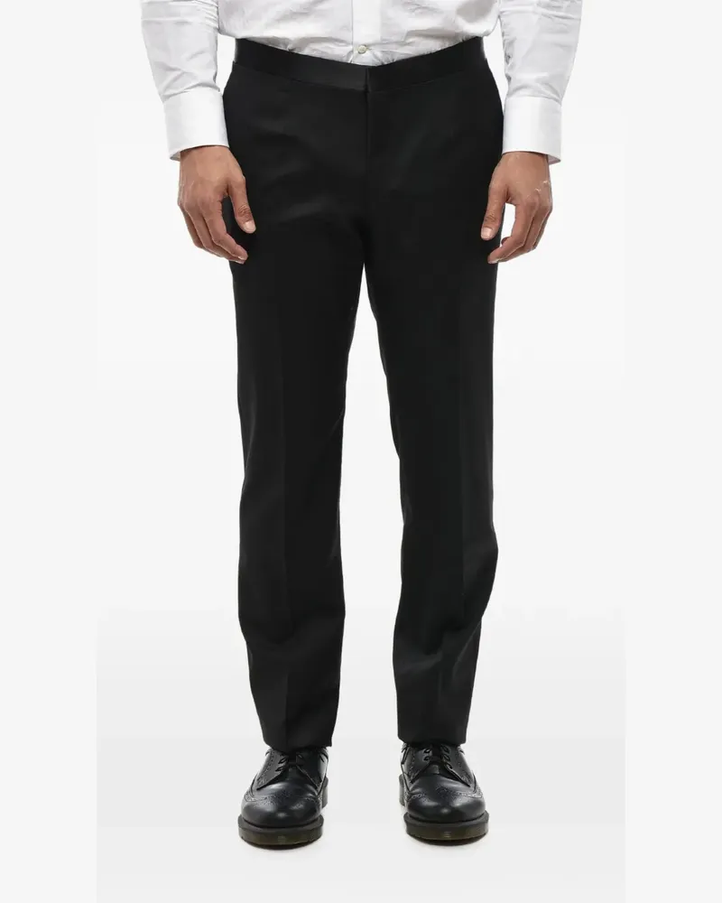 Corneliani satin-detail virgin wool trousers - Schwarz Schwarz