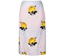 rose-print creased midi skirt
