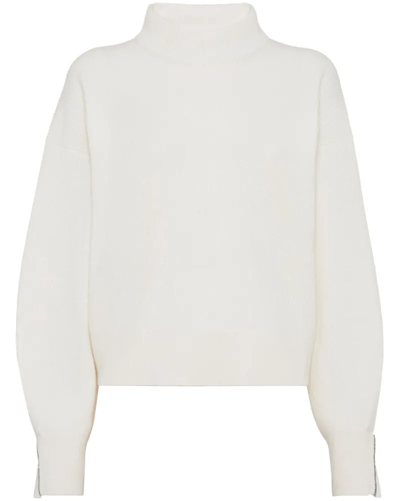 Brunello Cucinelli Stehkragen aus Kaschmir - Weiß Weiß