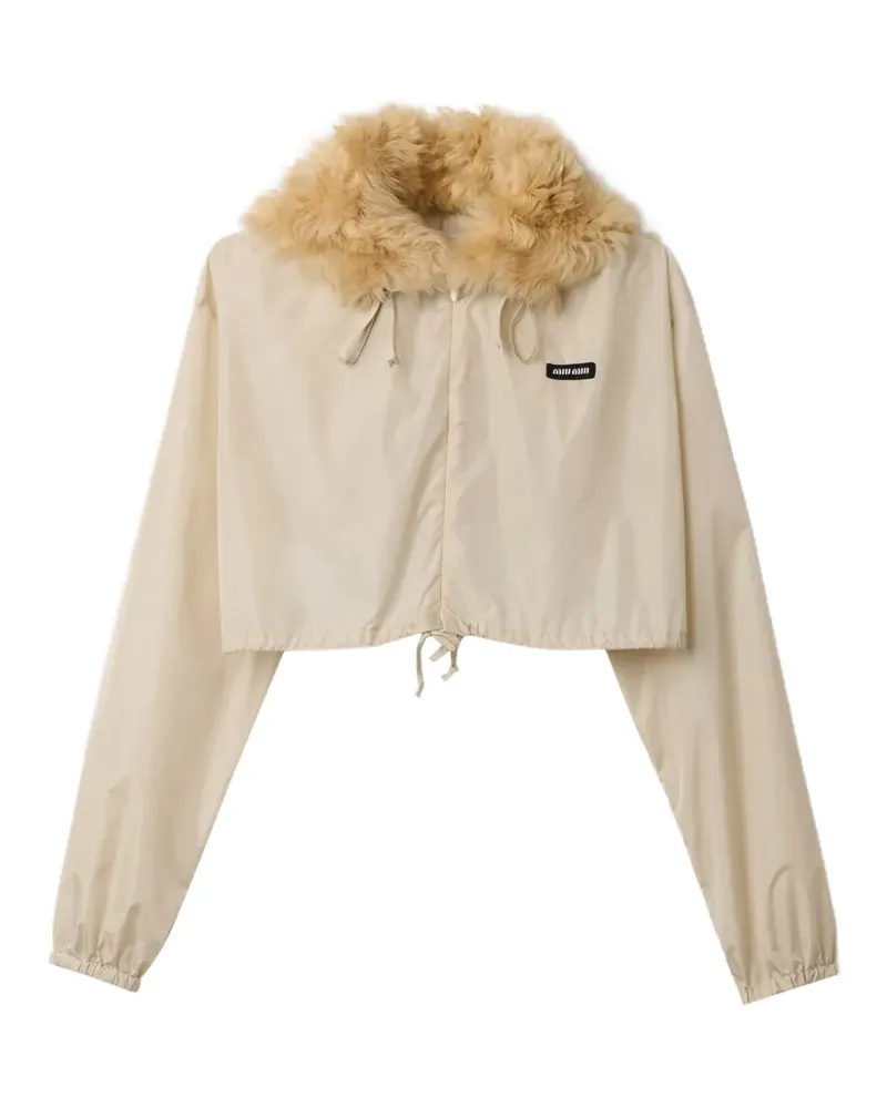 Miu Miu Windbreaker aus Funktionsstoff und Shearling - Nude Nude