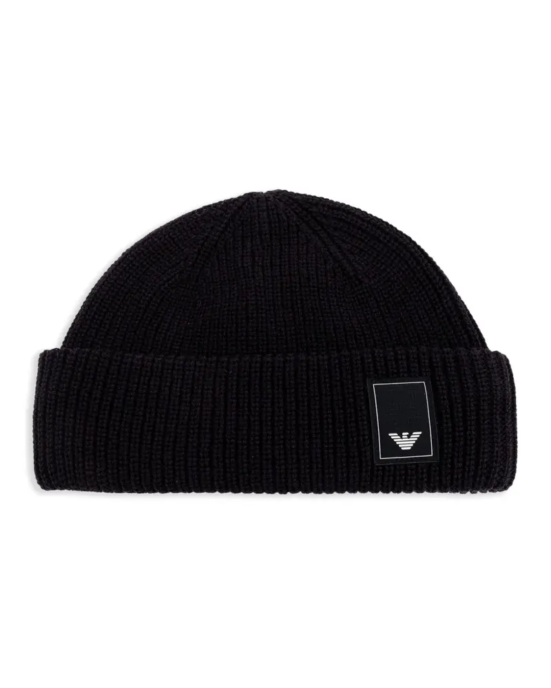 Emporio Armani Beanie mit Logo-Patch - Blau Blau