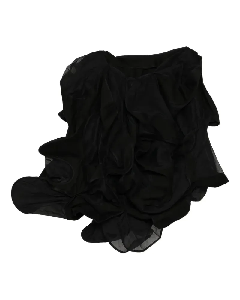 Yohji Yamamoto Asymmetrischer Midirock mit Rüschen - Schwarz Schwarz