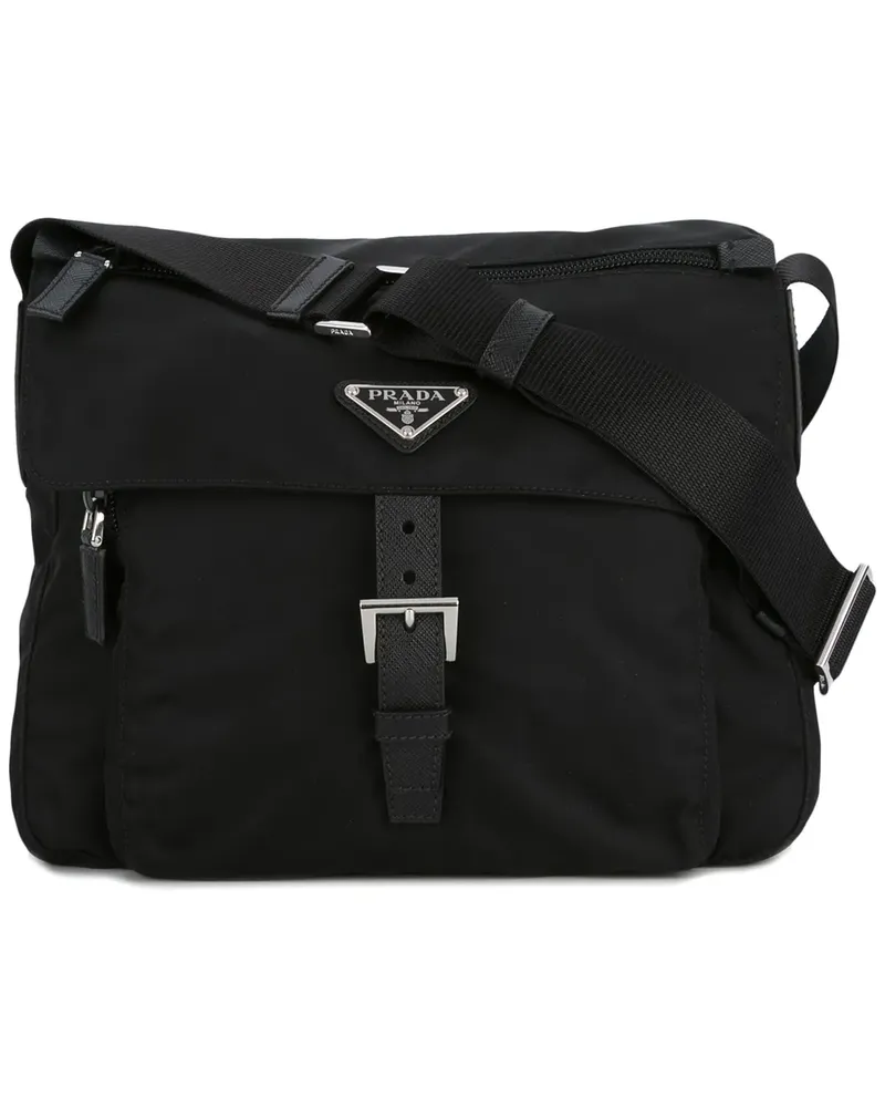Prada Umhängetasche mit Logo-Schild - Schwarz Schwarz
