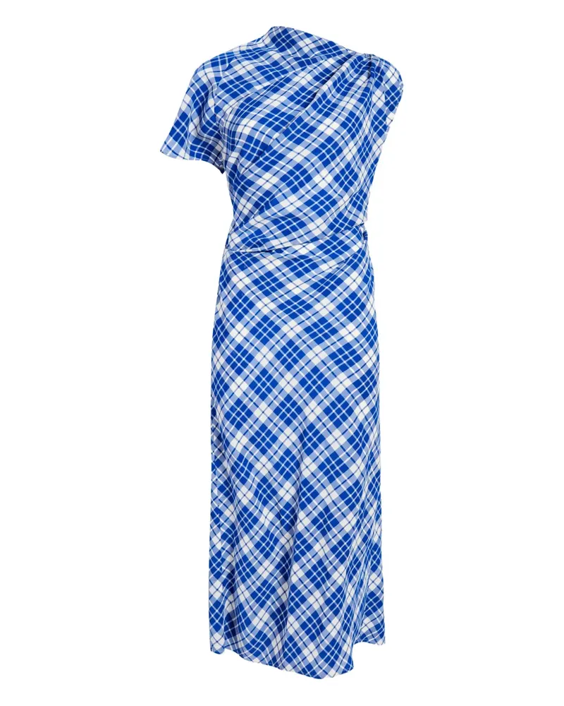 Proenza Schouler Kariertes Hallie Kleid mit asymmetrischem Ausschnitt - Blau Blau