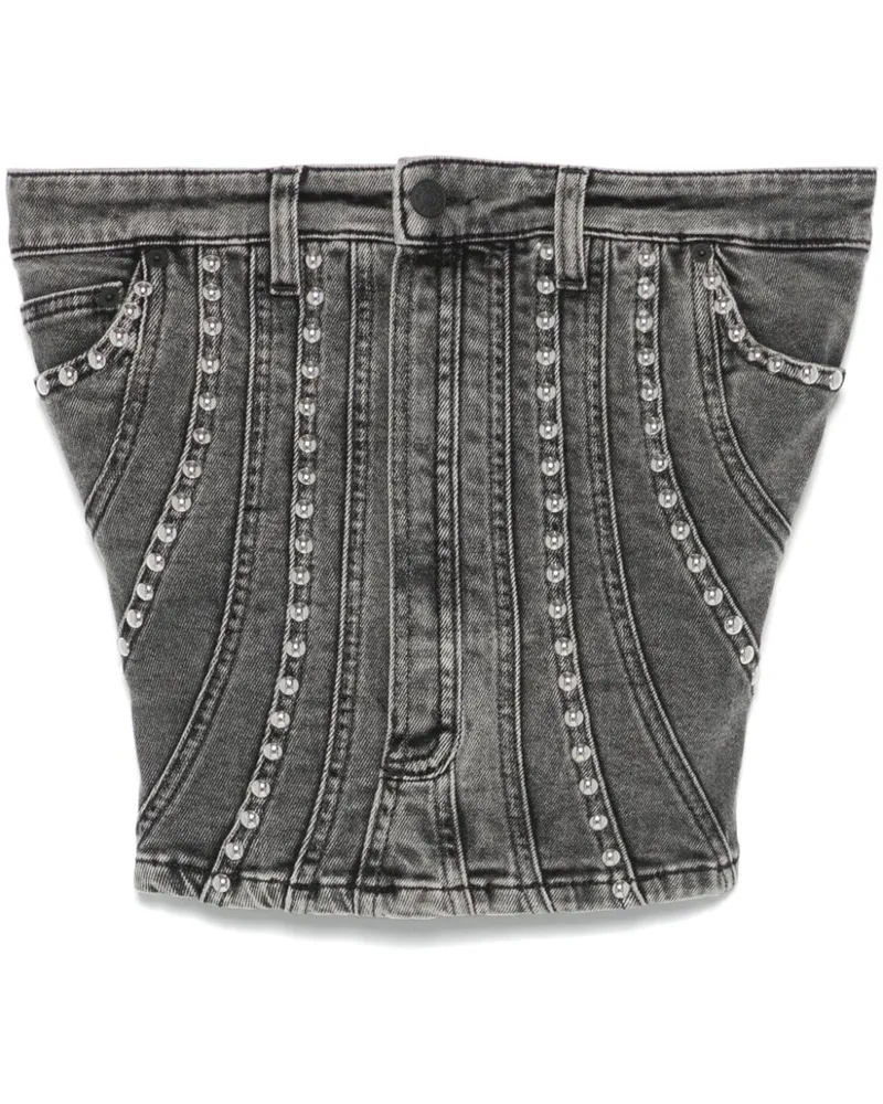 Thierry Mugler Jeans-Bustier mit Nieten - Schwarz Schwarz