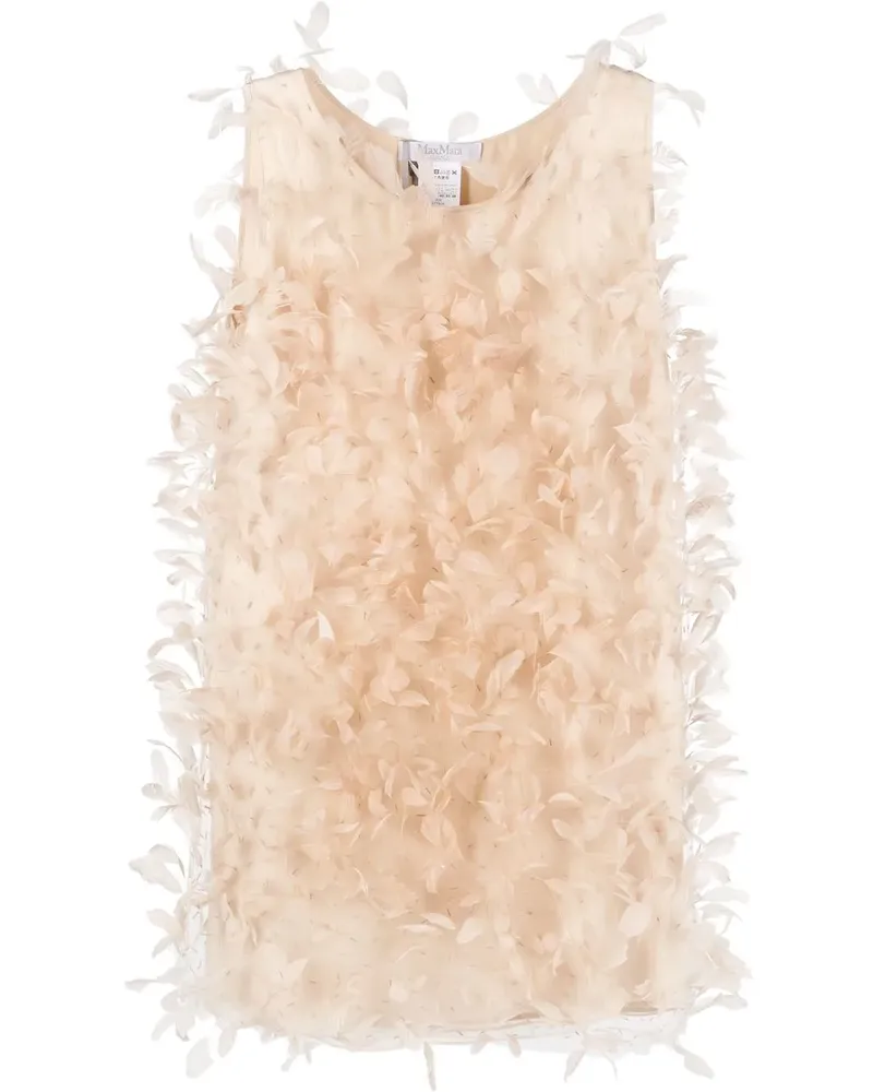 Max Mara Kleid mit Federn - Nude Nude