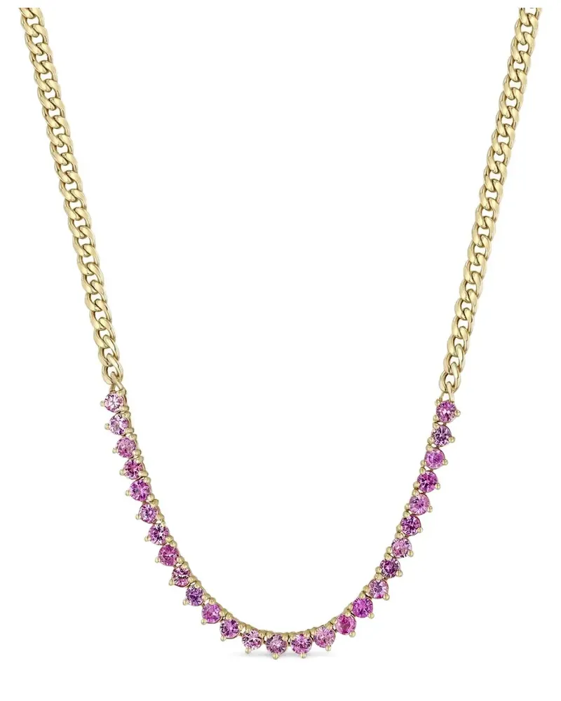 ZOË CHICCO 14kt Tennis Gelbgoldhalskette mit Saphiren - Violett Violett